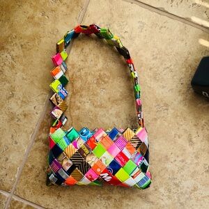 Candy Wrapper Woven Handbag Purse Clutch